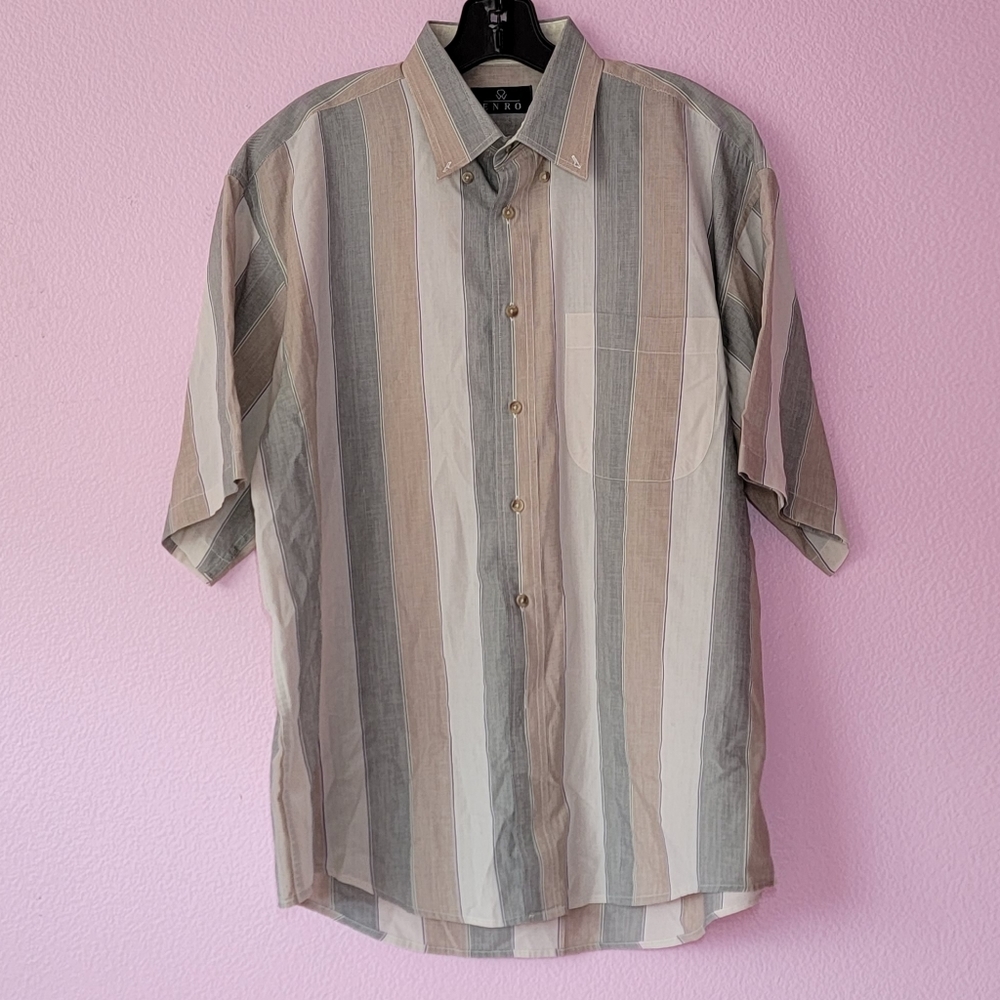 CHATHAM CLOTH ENRO  STRIPED SHORT SLEEVE SHIRT/ L.